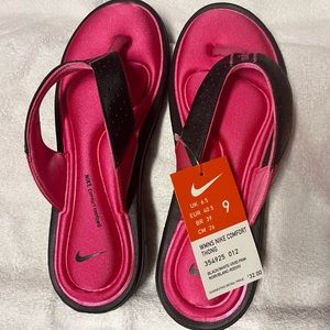 NIKE Women’s Comfort Thong (Flip Flops) NIB NWT Black/Pink/White